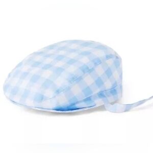 Janie and Jack Light Blue and White Gingham Kids Bonnet